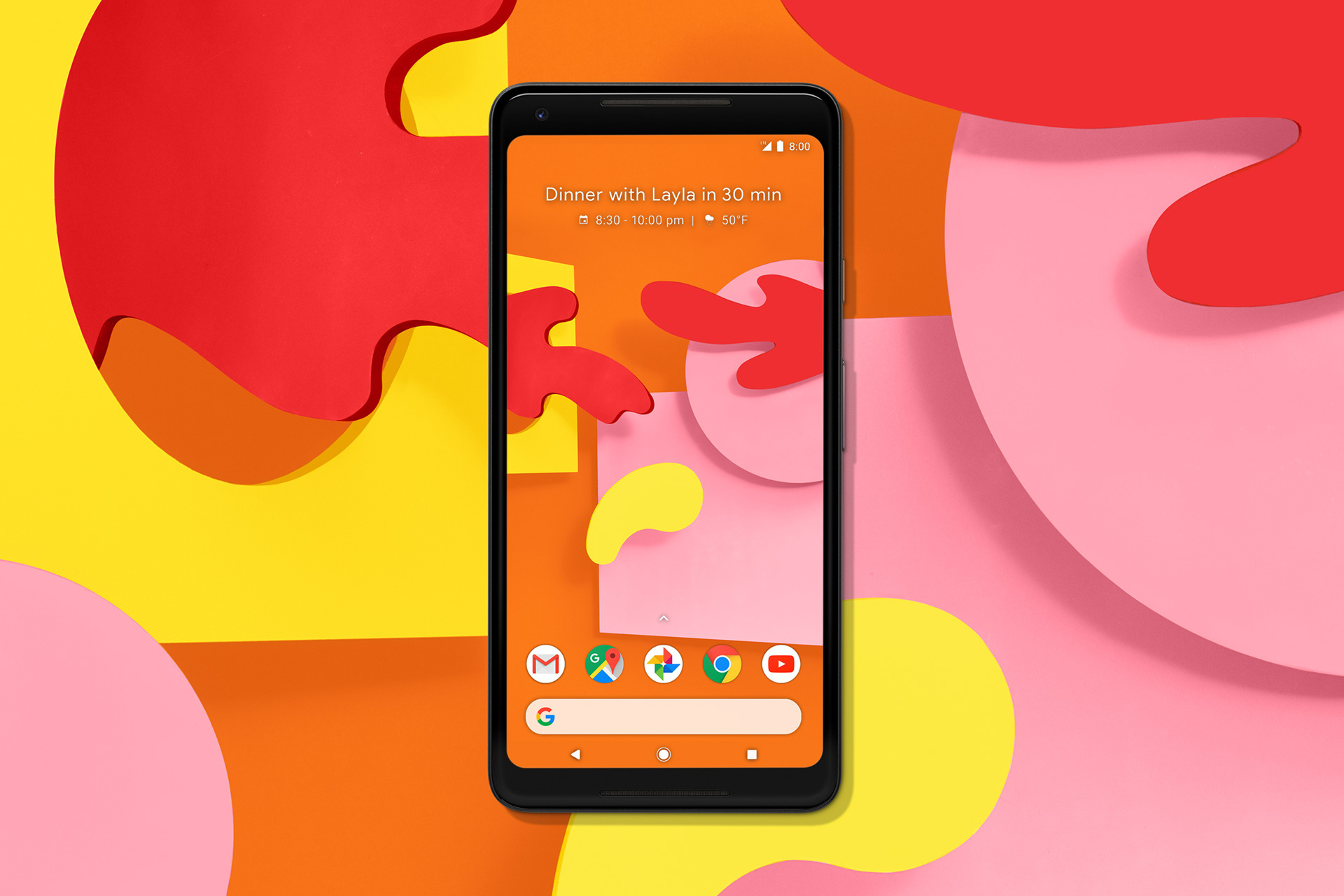 谷歌pixel2手机的壁纸设计空间感满满不说配色也很炸眼啊