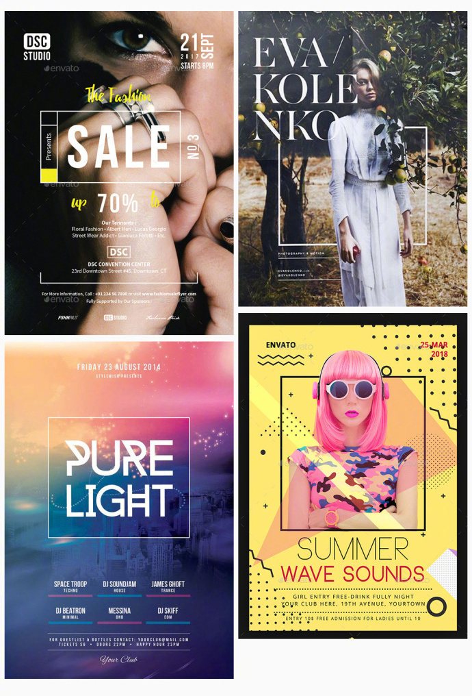 文字版式与线框搭配海报设计