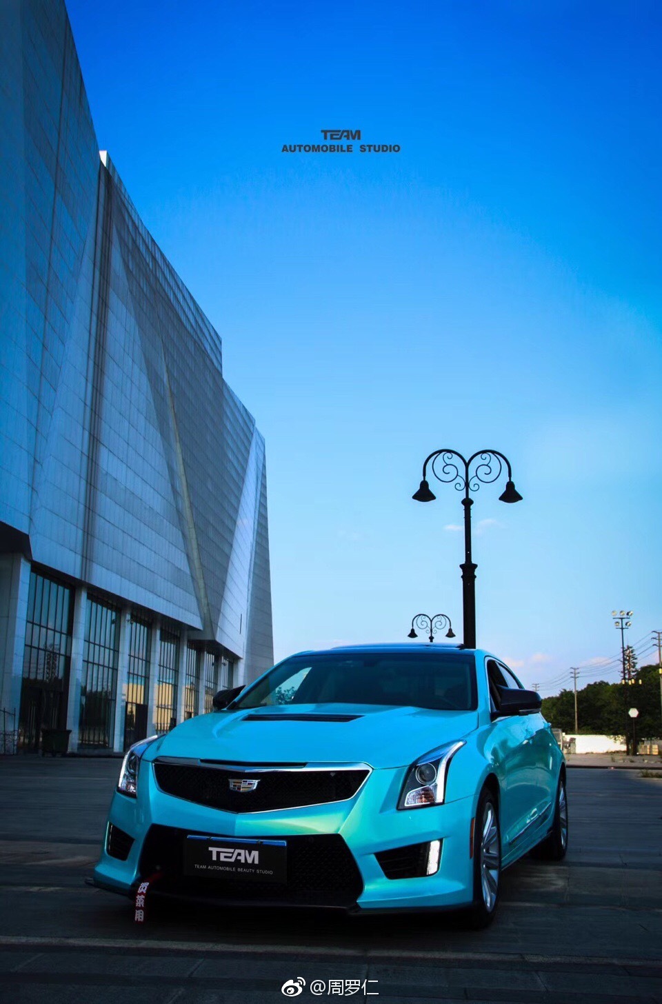 凯迪拉克atsl膜呗珊瑚海蓝车身改色实车图片-新浪汽车