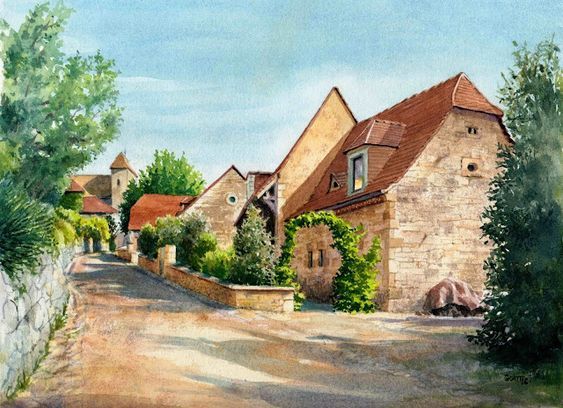 来自画家cat gout的建筑水彩画作