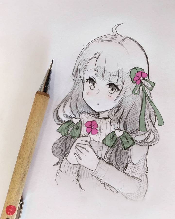 来自插画师meiririvega67676767手绘动漫少女