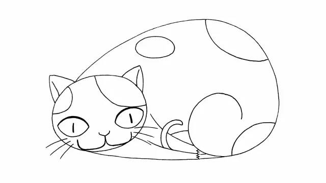 绘画教程3分钟时间教你学画一只可爱的胖花猫