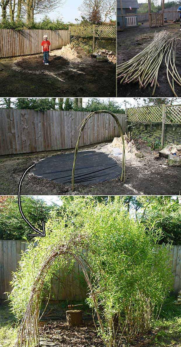 利用竹子搭建纯天然凉亭