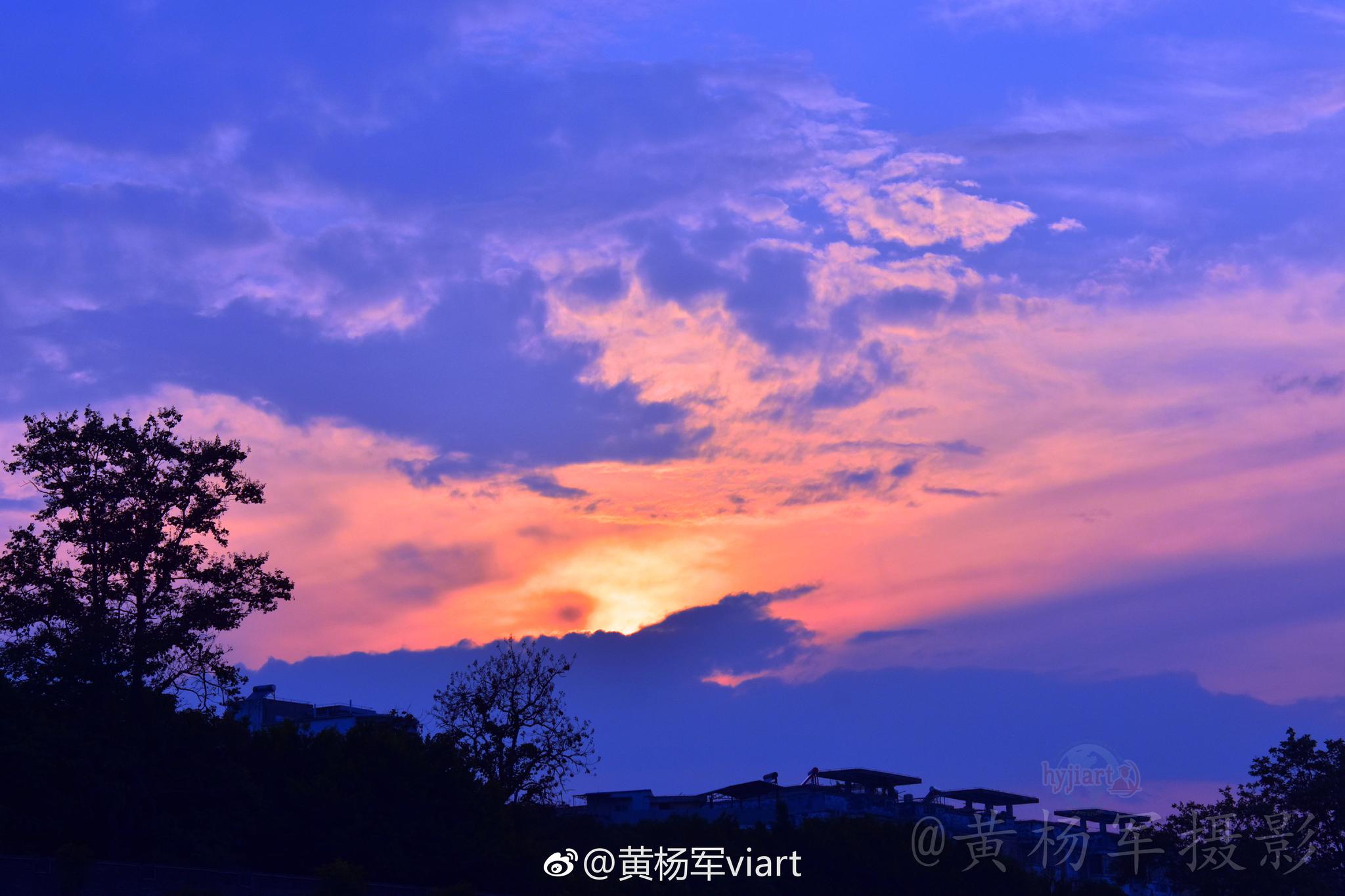 漫步浮桥看虔城醉美云霞