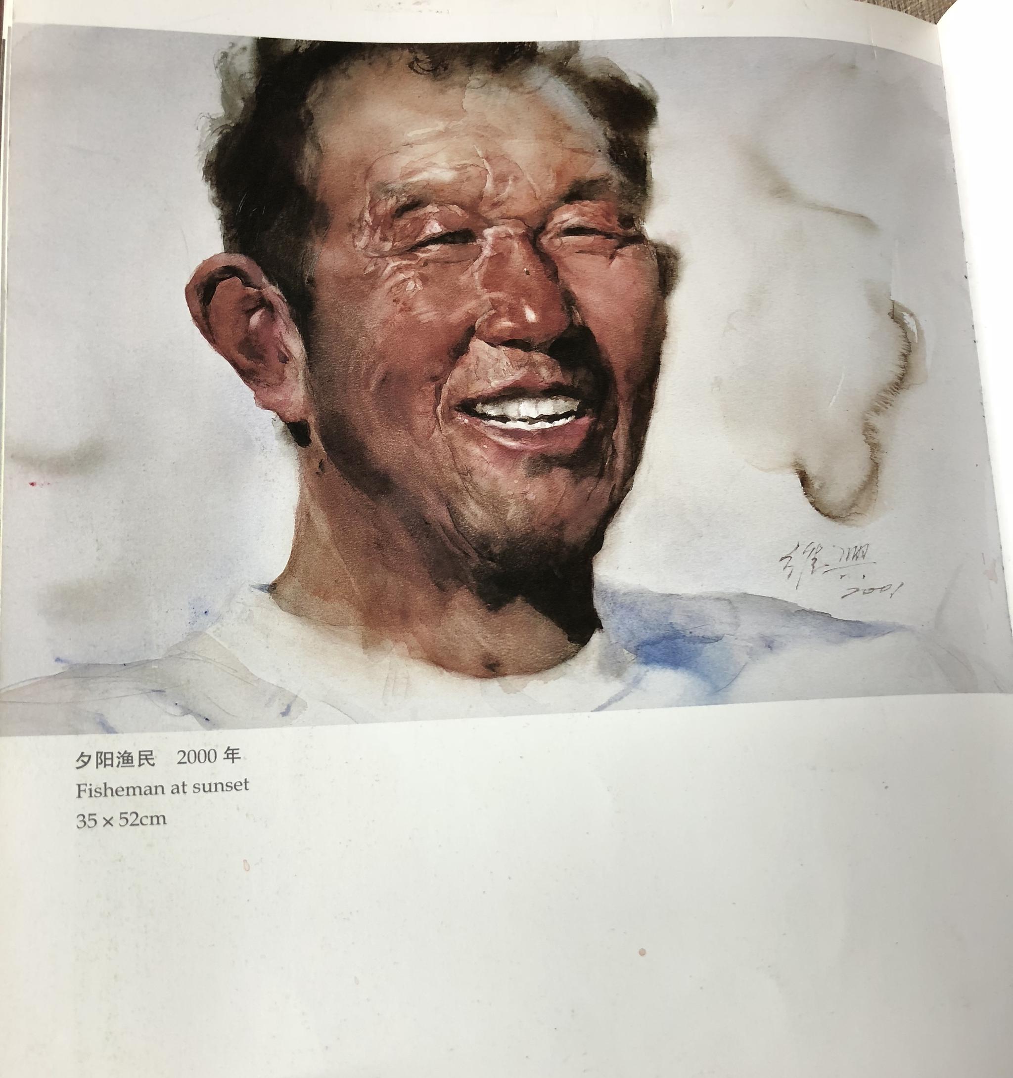 关维兴老爷子的水彩人物造型严谨厚重,色彩高雅,笔法洒脱