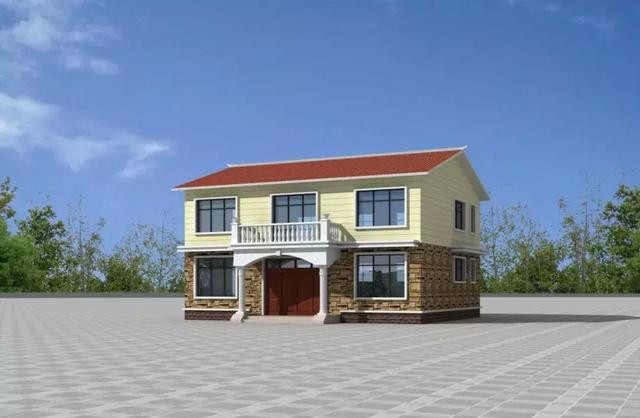 面宽12米农村二层别墅三开间简单大气经典户型只需26万