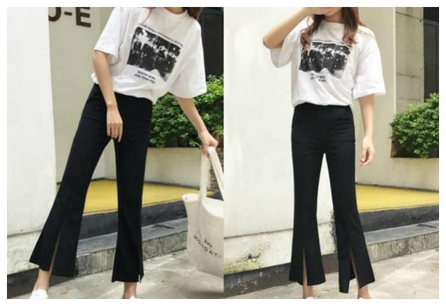 搭配2,比起上一款鱼尾裤,这款穿上显瘦遮肉的效果更好,微宽松的版型