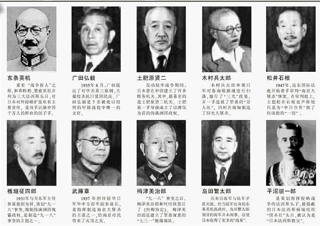 日本战犯名单图片