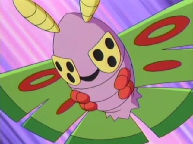 毒粉蛾摩鲁蛾是毛球进化而来,以前翻译为末入蛾,是虫 毒属性的宝可梦