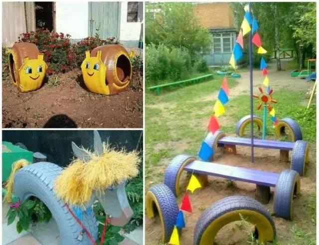 幼儿园轮胎环创布置,太美了!