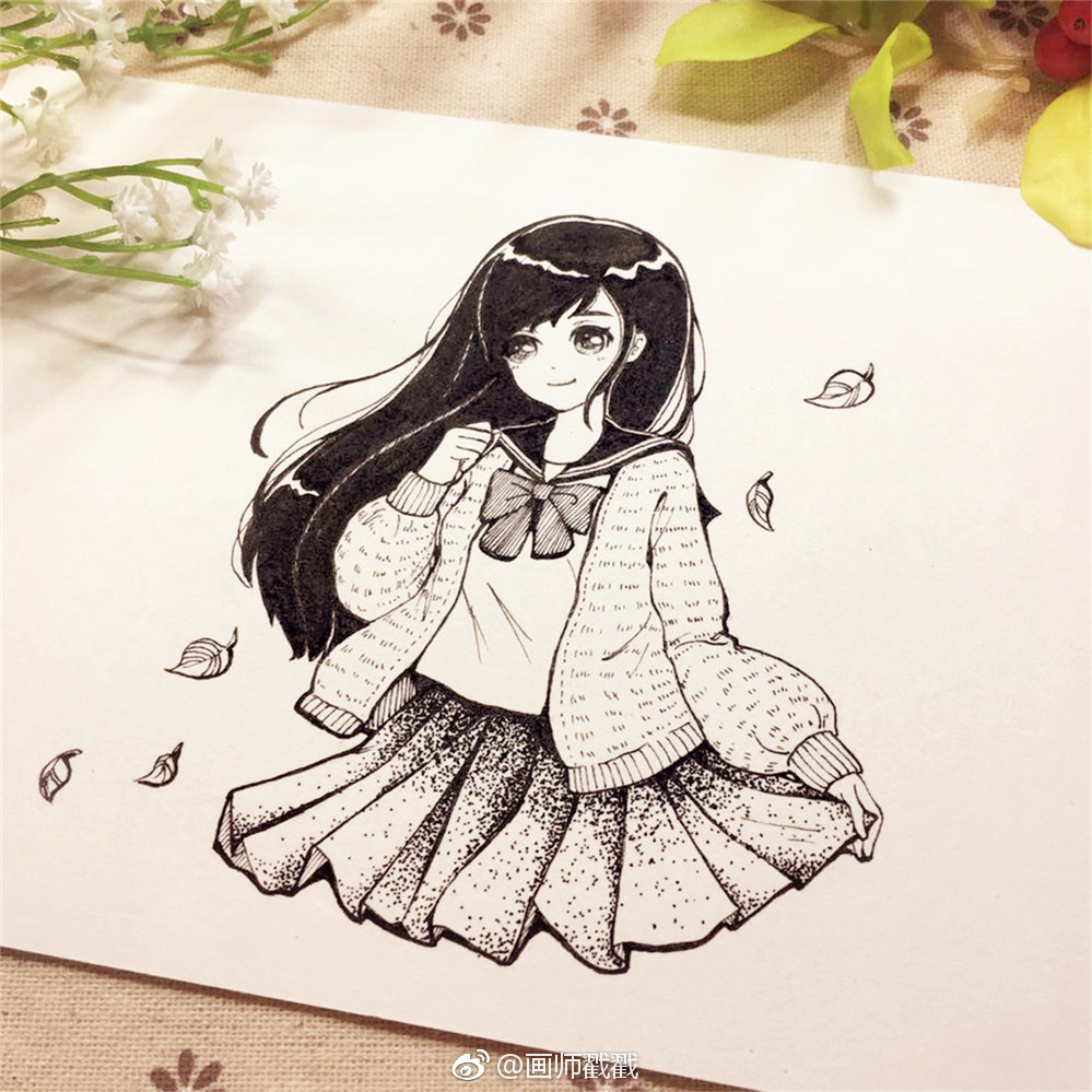 此处无色胜有色哦~~用针管笔画漫画美女别有一份风味呀