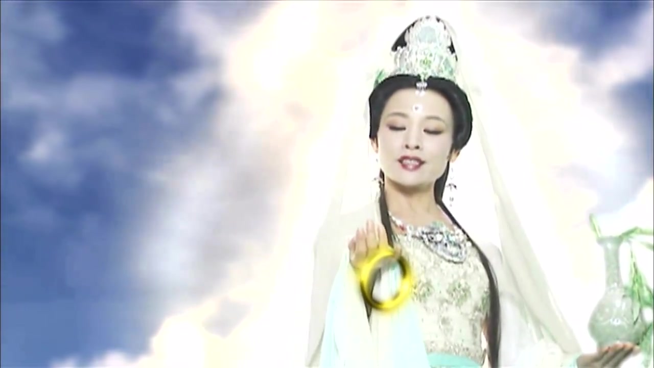 南海观音菩萨降伏红孩儿,刚服法就反悔,观音菩萨赐金箍儿给他