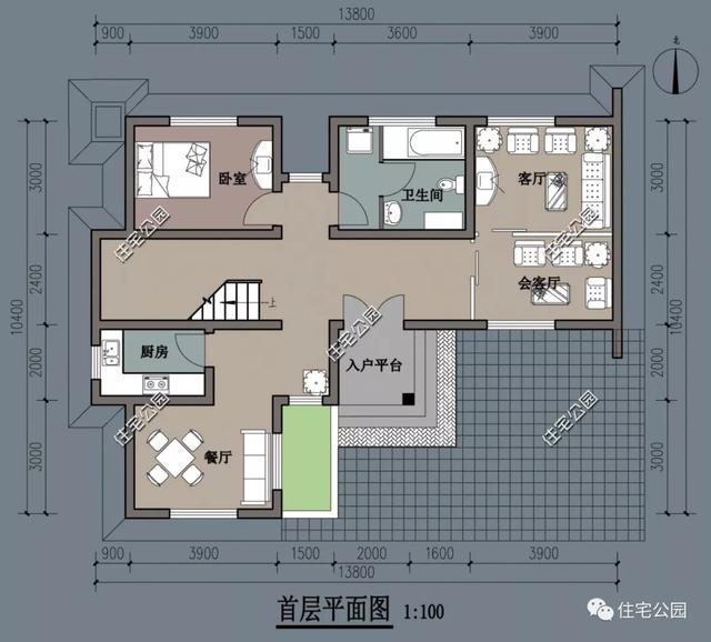 农村l型特色别墅14x10米6室3厅带小院30万建好美观实用