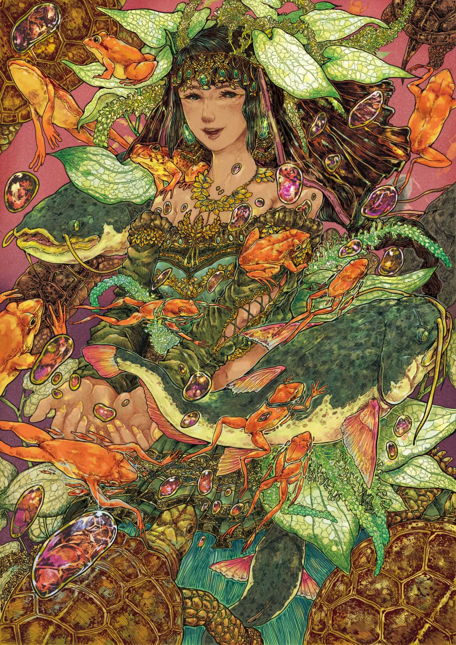 日本插画师kazukiokuda的作品不仅包含传统绘画的神韵