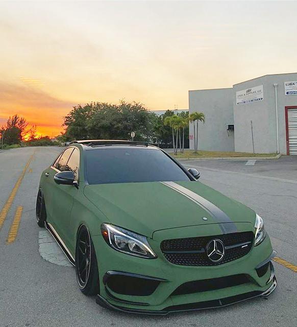 车上带点绿 生活过得去,军绿色梅赛德斯-amg c43改装案例