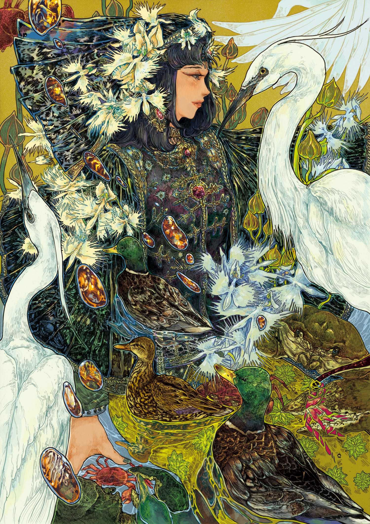 日本插画师kazukiokuda的作品不仅包含传统绘画的神韵