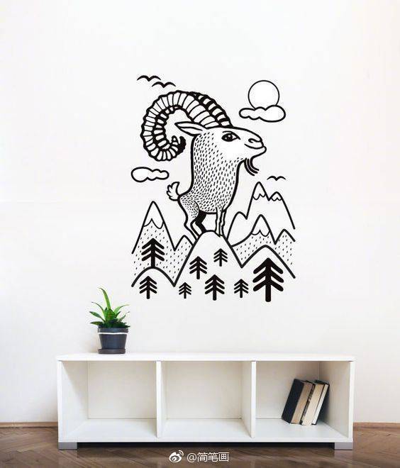 适合画在空白墙上的装饰简笔画
