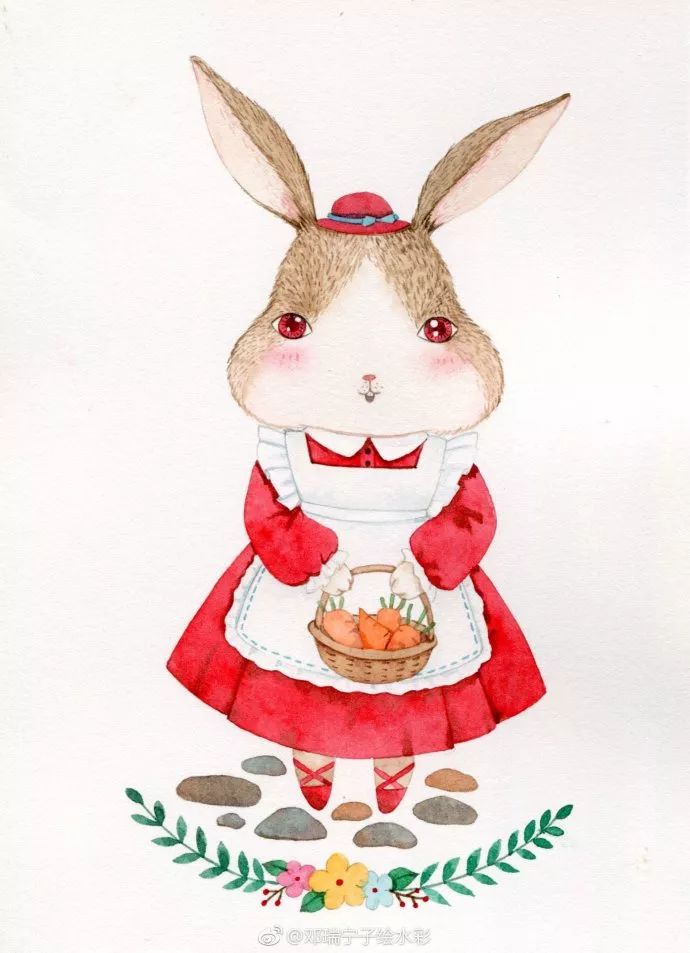 水彩步骤临摹一只超萌的小兔纸