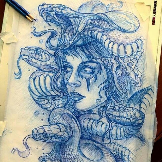 美杜莎纹身参考图来一波