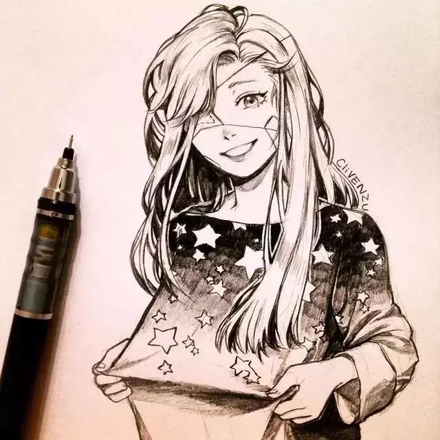 她用一支自动铅笔把动漫里二次元少女画了个遍从手残党变成大触