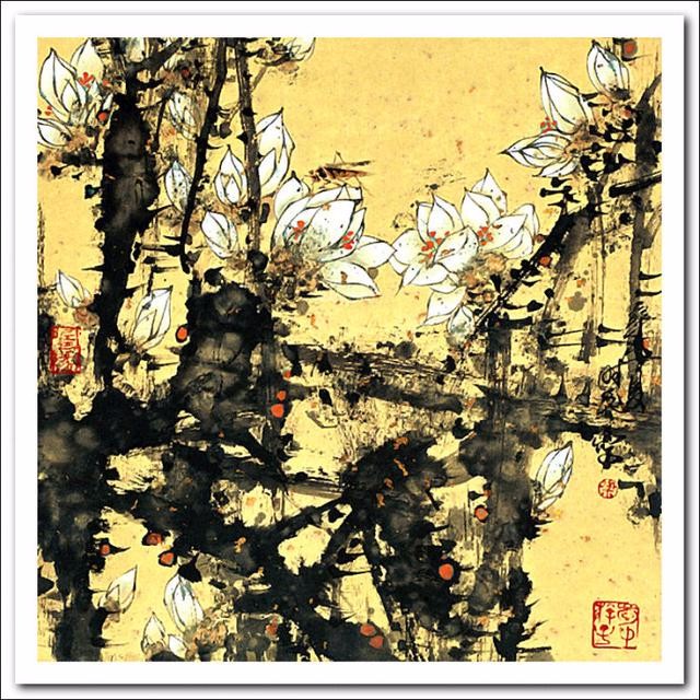 梁时民的工兼写花鸟画内容丰满疏密有致意境深远