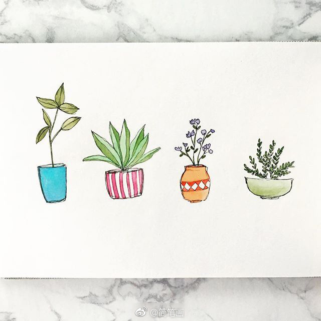 小清新盆栽手绘手帐素材~(by:paperbybb)