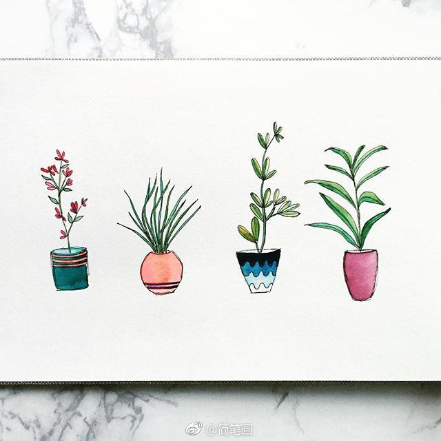 小清新盆栽手绘手帐素材~(by:paperbybb)