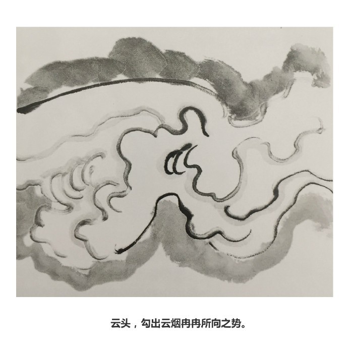 国画云水篇双钩画云法