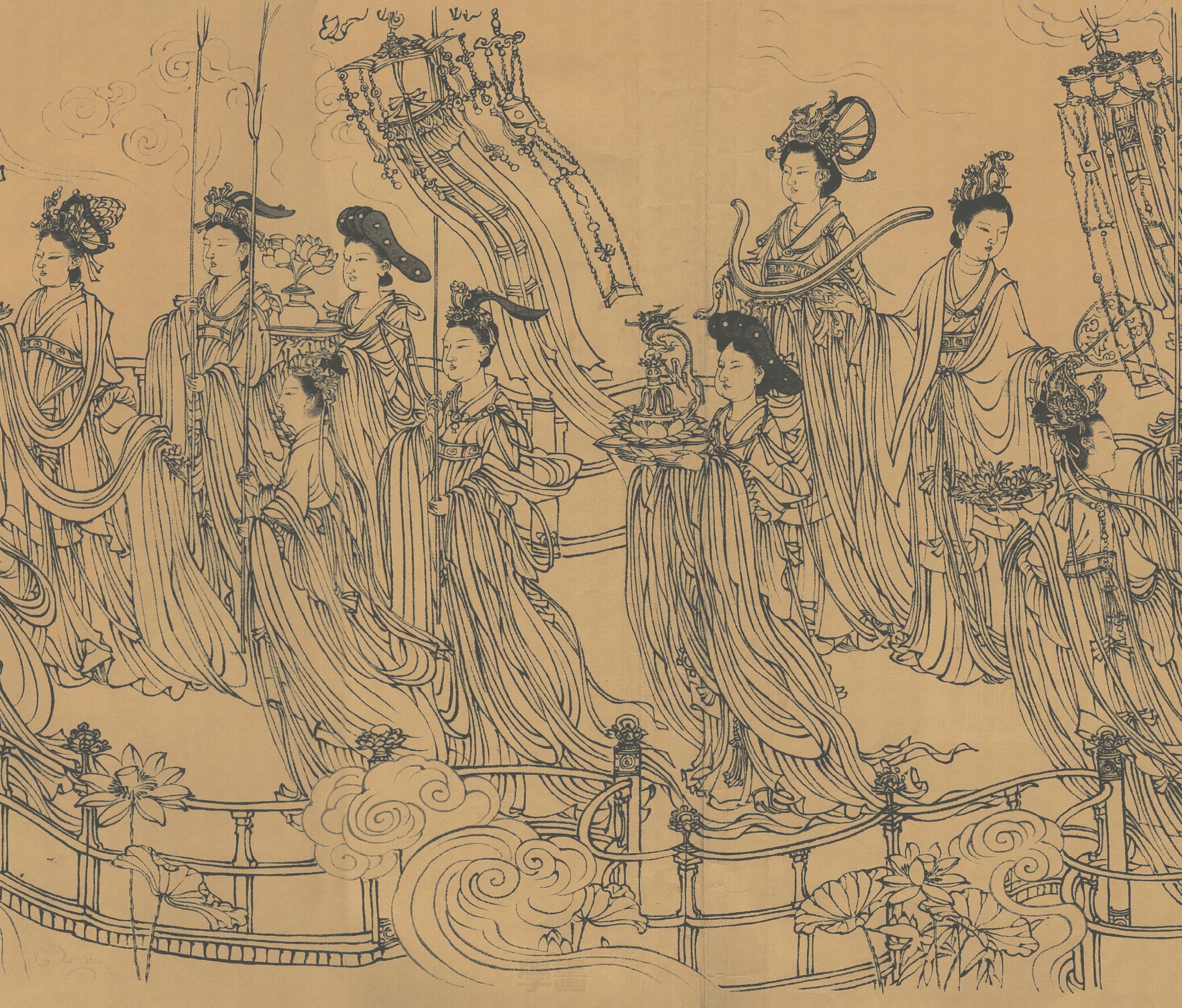 唐(传吴道子)《八十七神仙卷》徐悲鸿纪念馆藏 这是一幅佚名的白