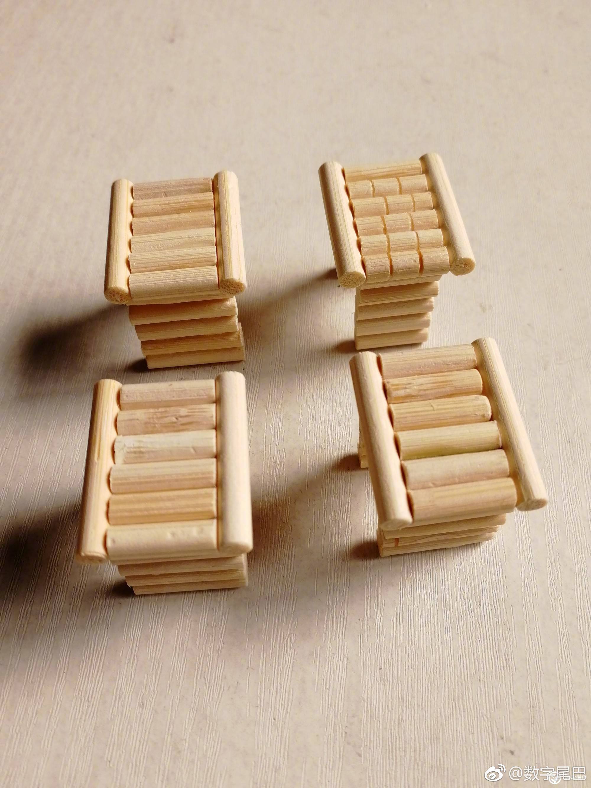 来看看这位尾巴用一次性筷子和胶水做的小玩意吧