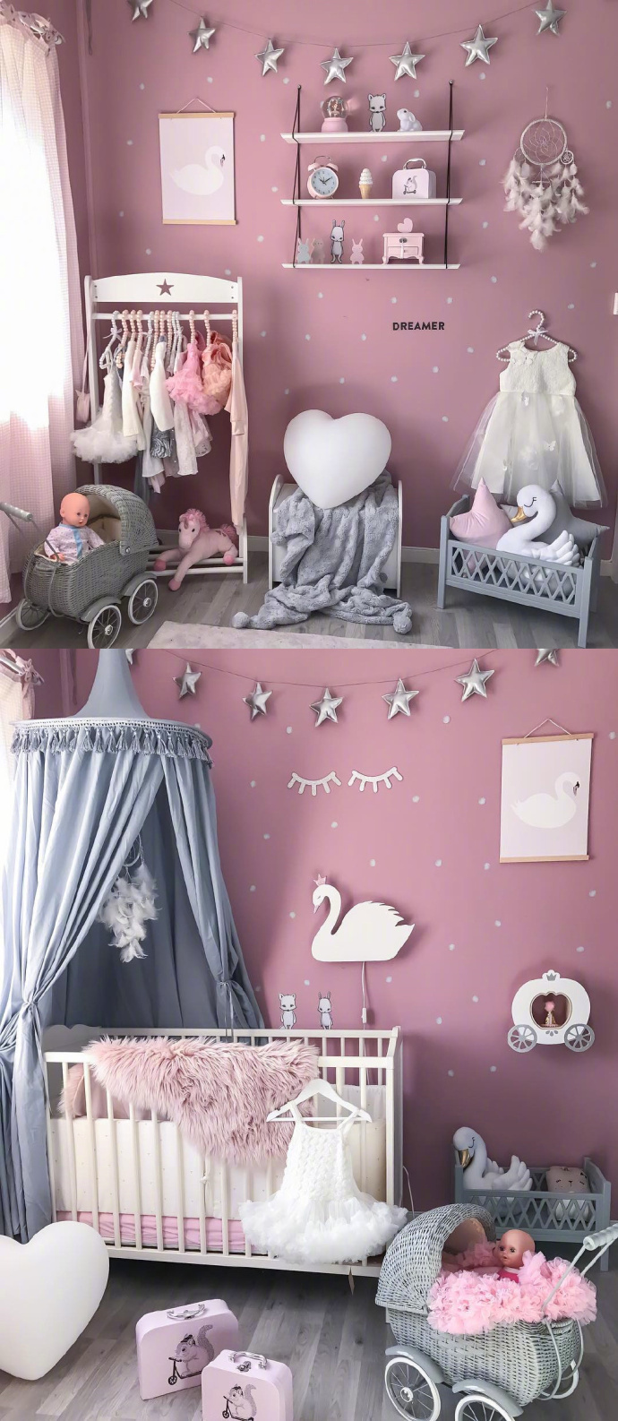 粉色系的婴儿房