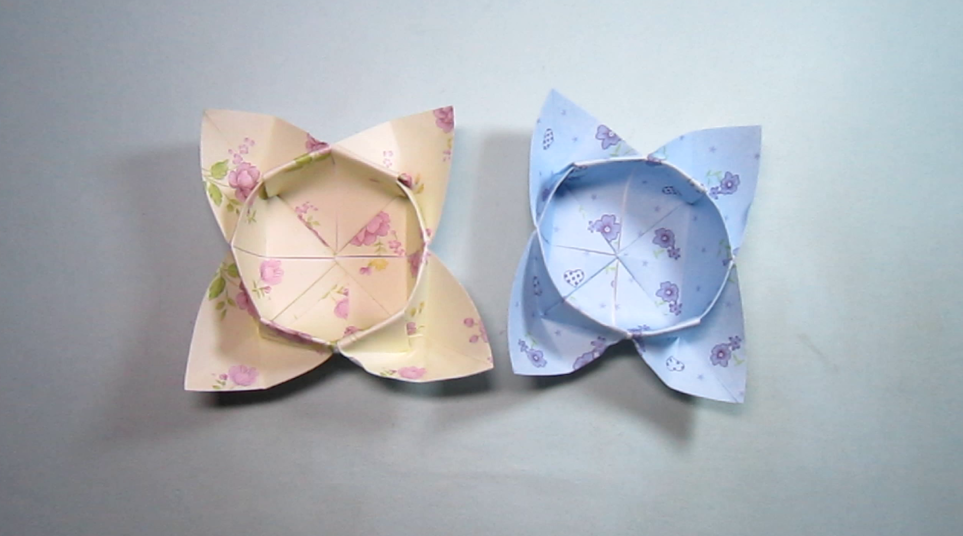 简单的折纸圆形花瓣盒子,看一遍就能学会花瓣收纳盒的折法