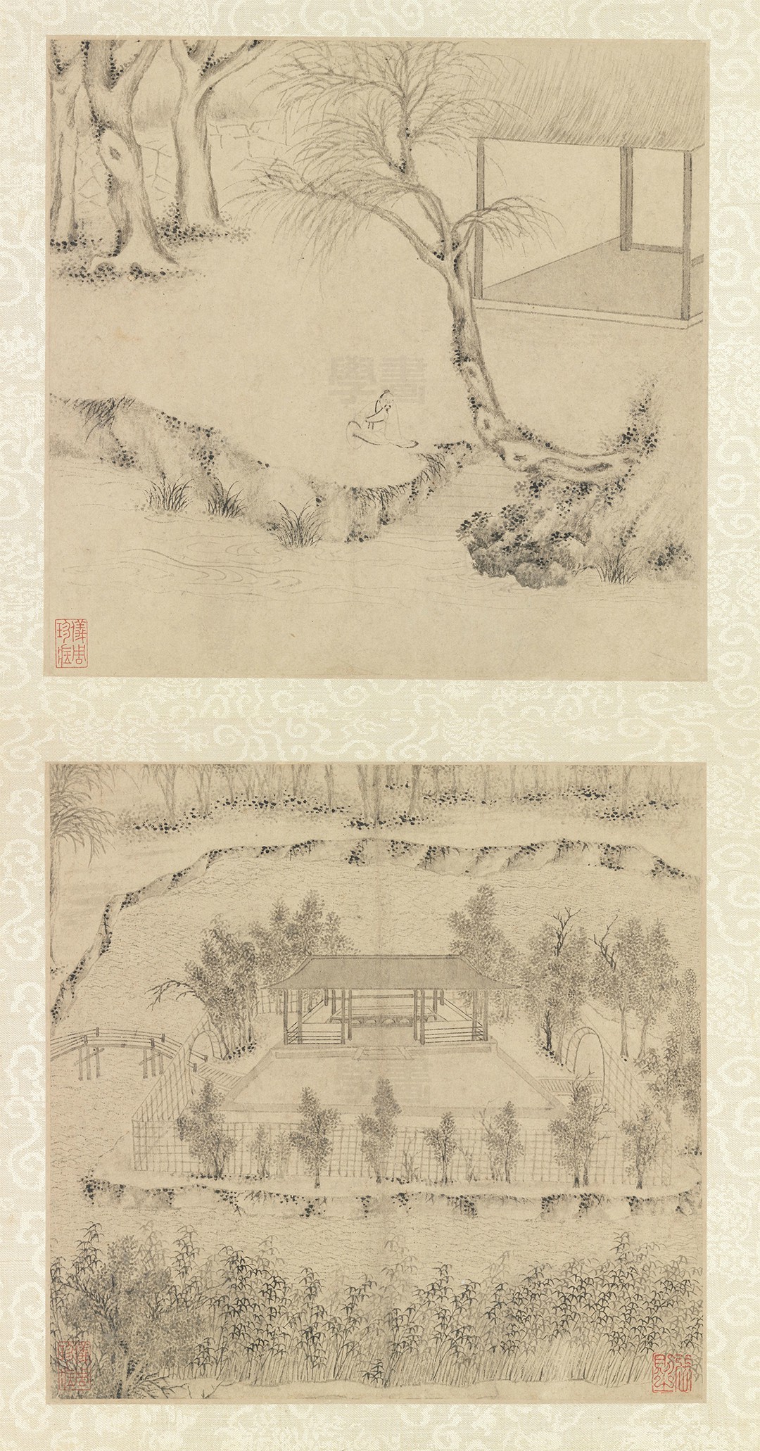 文徵明《山水诗画册页》高清大图,美国大都会艺术博物馆藏.