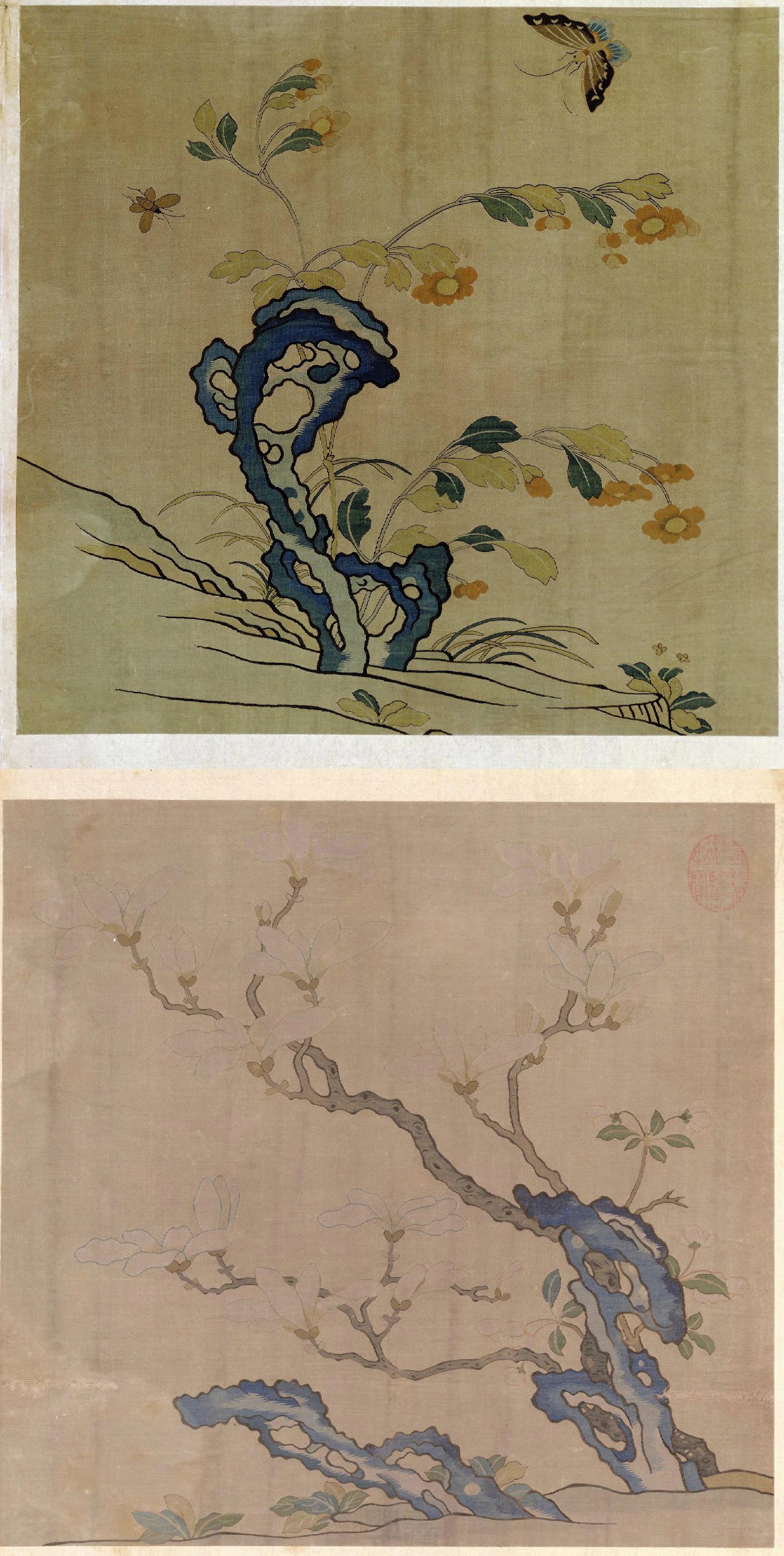 明·佚名《缂丝花卉册》故宫藏织绣画（12开），高清大图