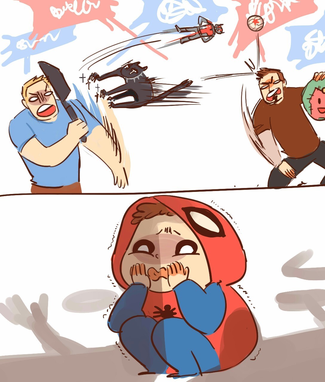 复仇者联盟 | super family,小蜘蛛团宠认证,太可爱啦!画师:lc