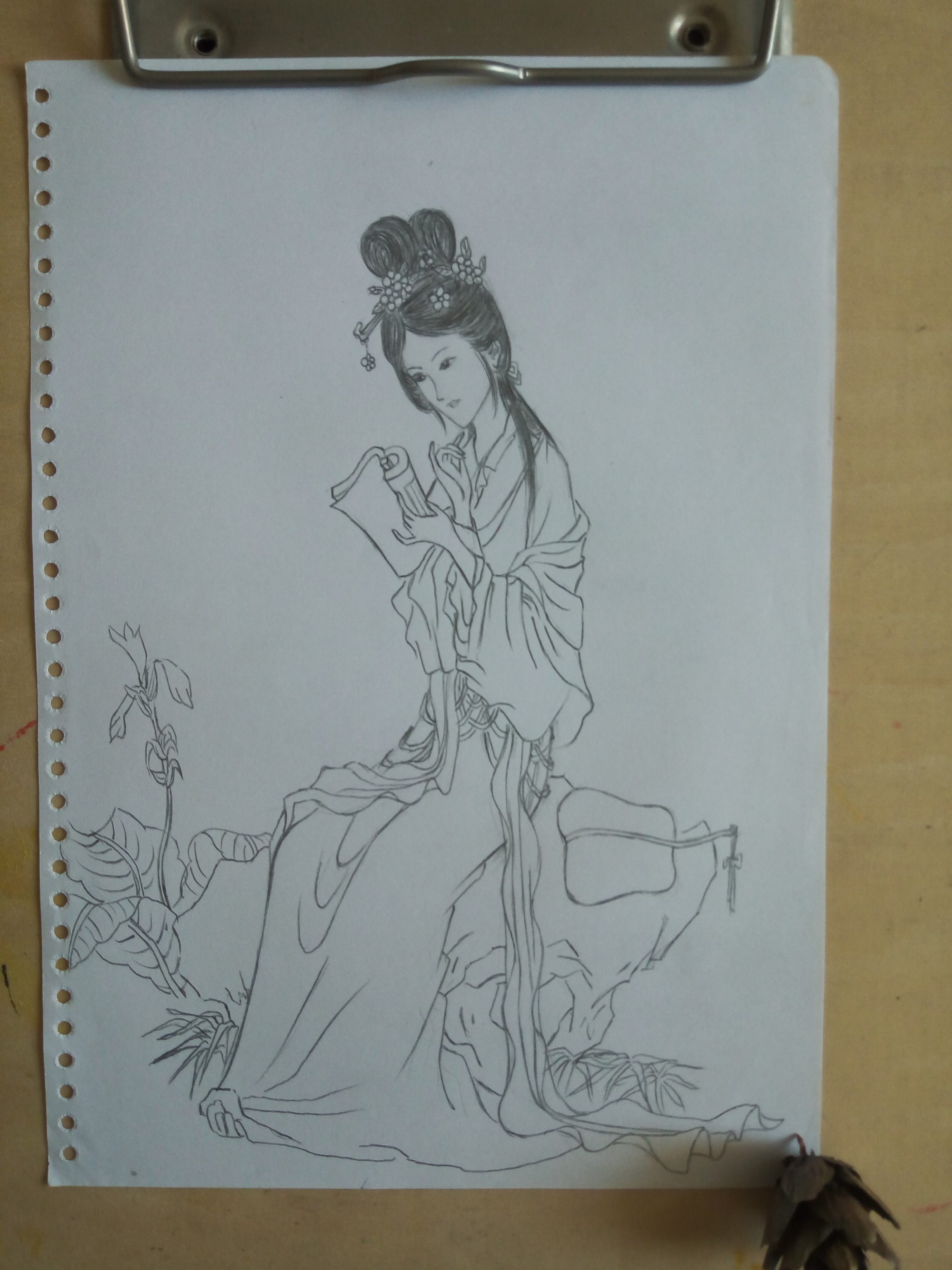 白描练习之读书的上官婉儿