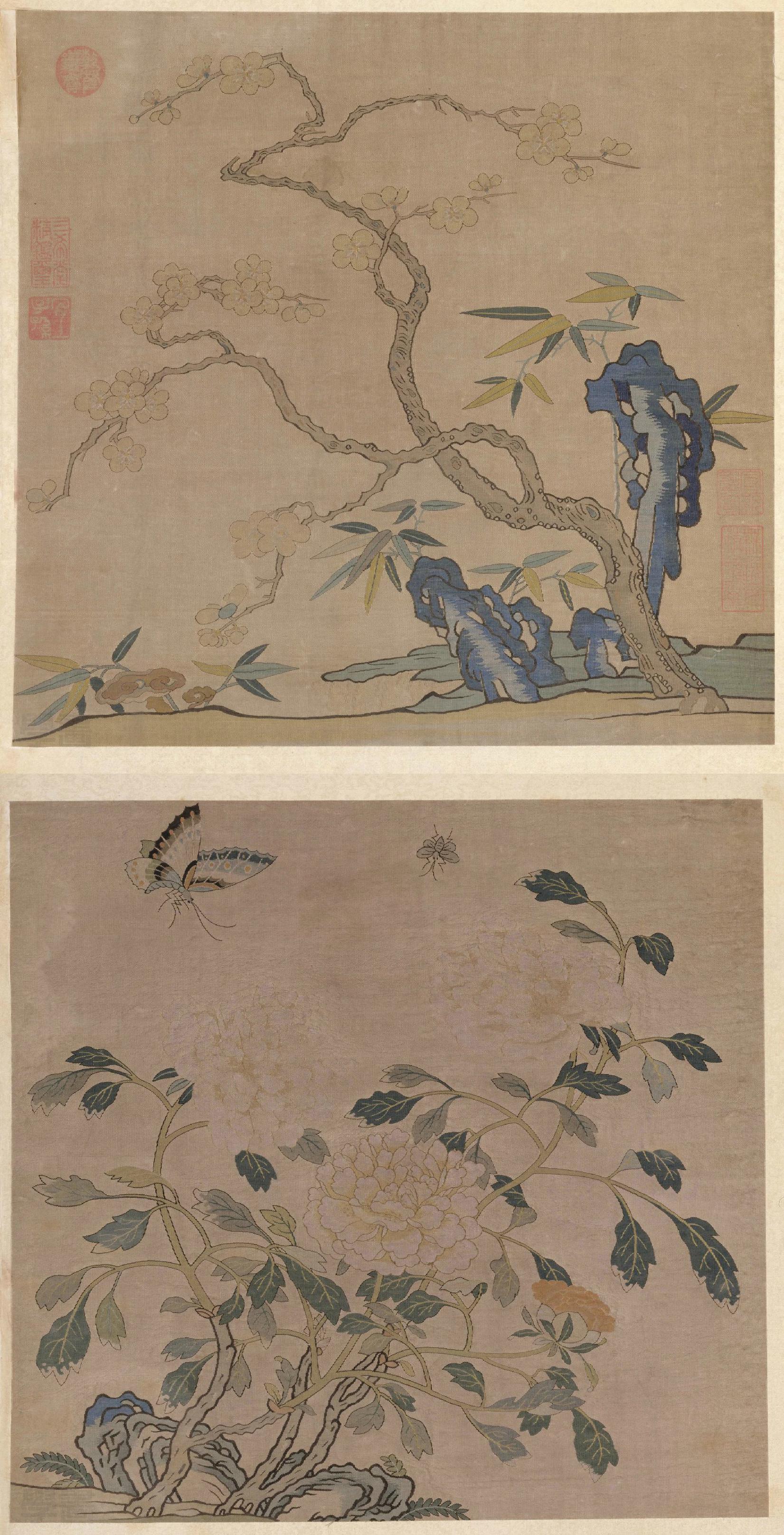 明·佚名《缂丝花卉册》故宫藏织绣画（12开），高清大图|缂丝花卉册|绣画|佚名|蝴蝶花|秋海棠_新浪新闻