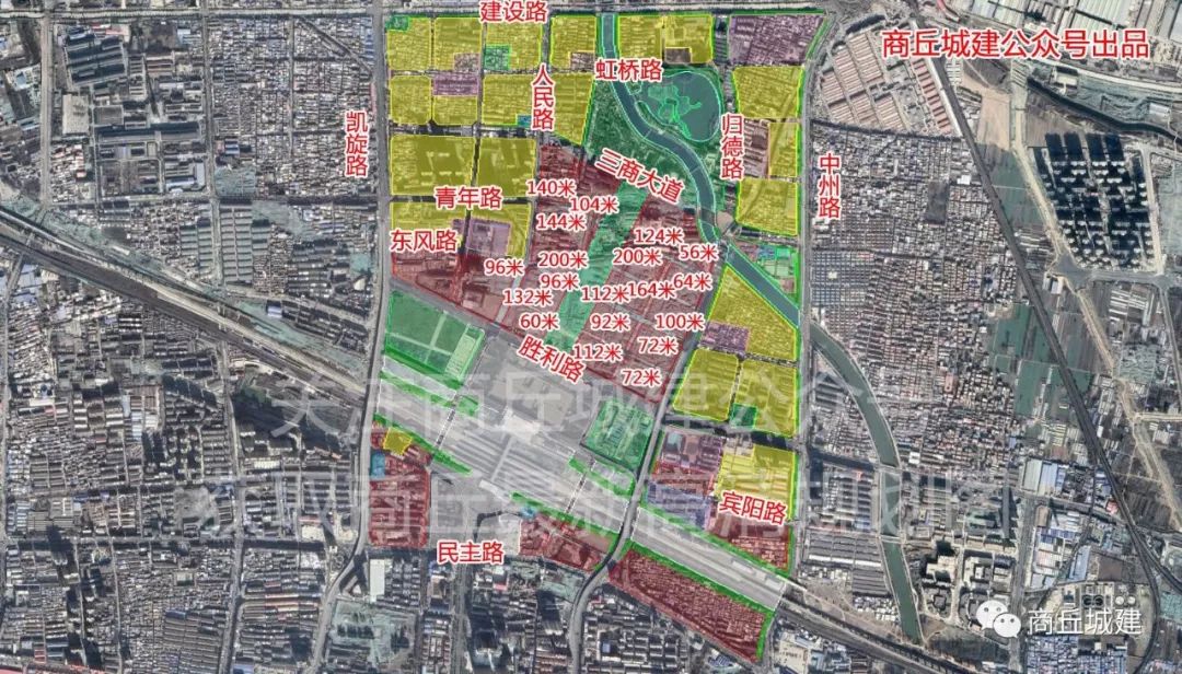 商丘市火车站高铁核心区规划图【卫星地图版】