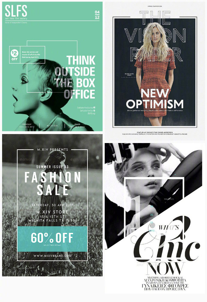 文字版式与线框搭配海报设计