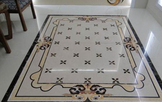 只是在地面做了个水刀拼花,装修档次提高了十倍,这钱花的太值了