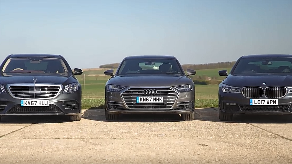 奔驰s级,奥迪a8,宝马7系谁更霸气?停在一起就明白了!