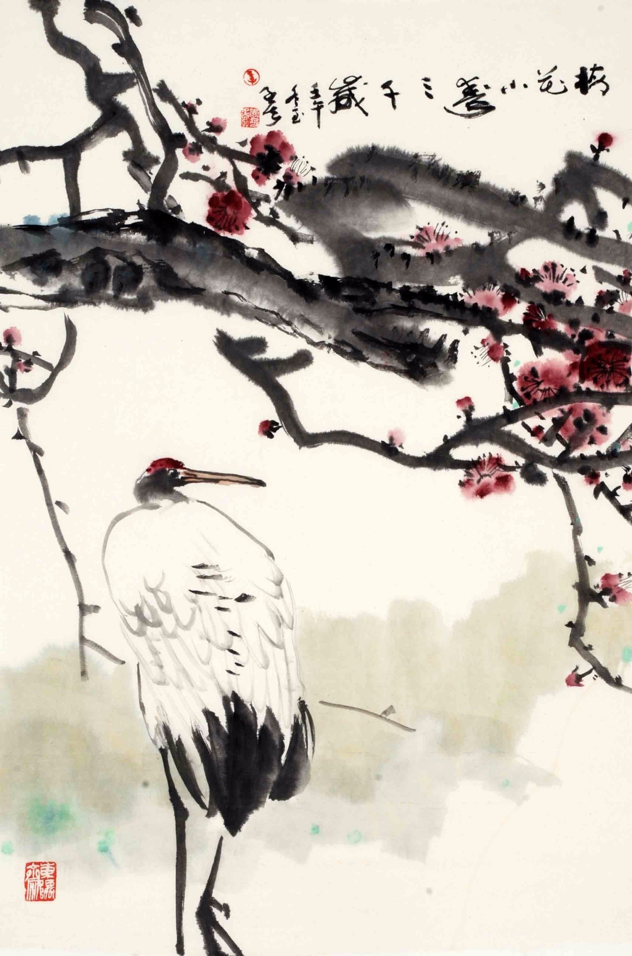 浙派意笔画代表人物之一 李子侯写意鹤作品之一