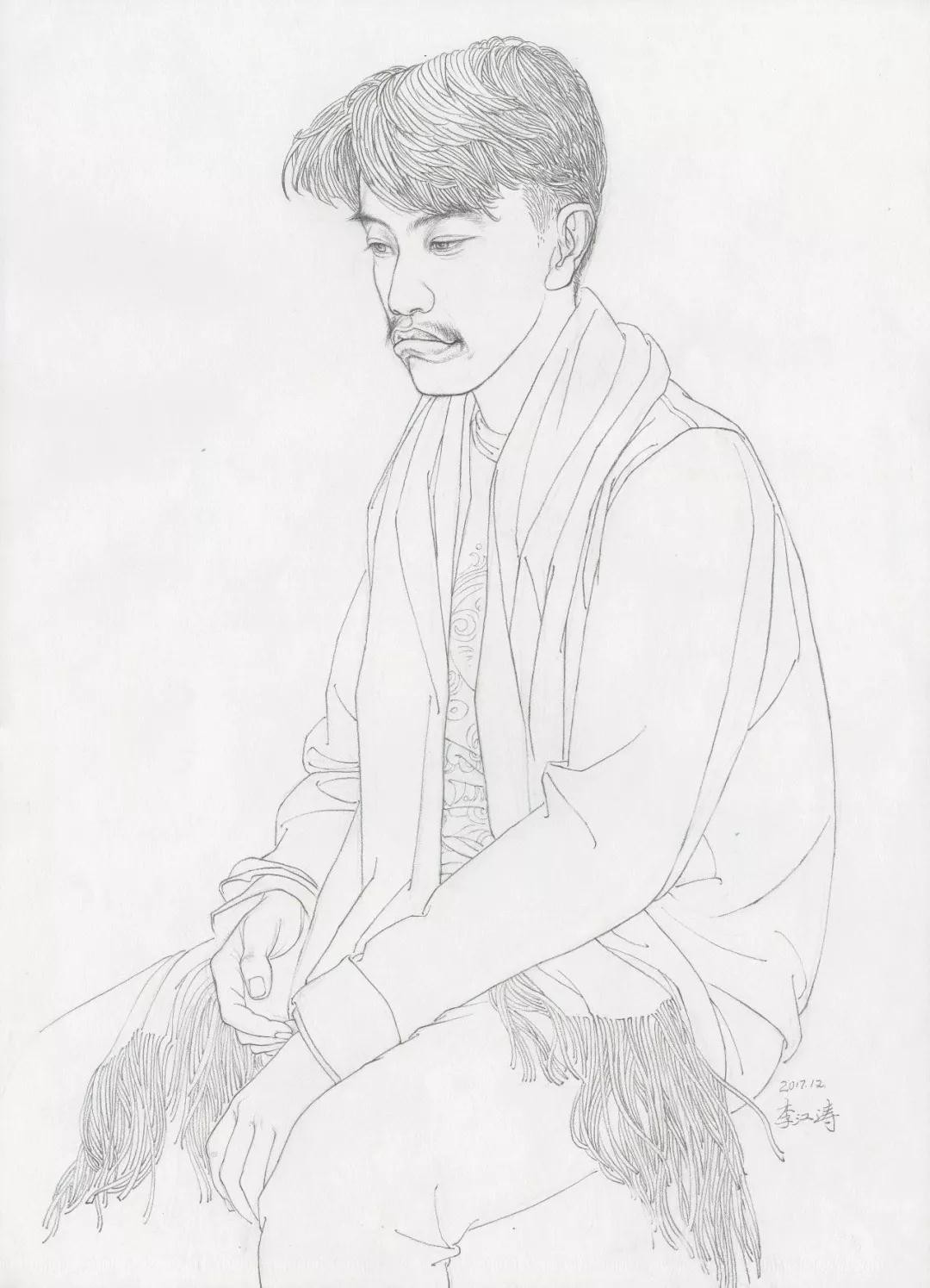 李江涛线描画作欣赏