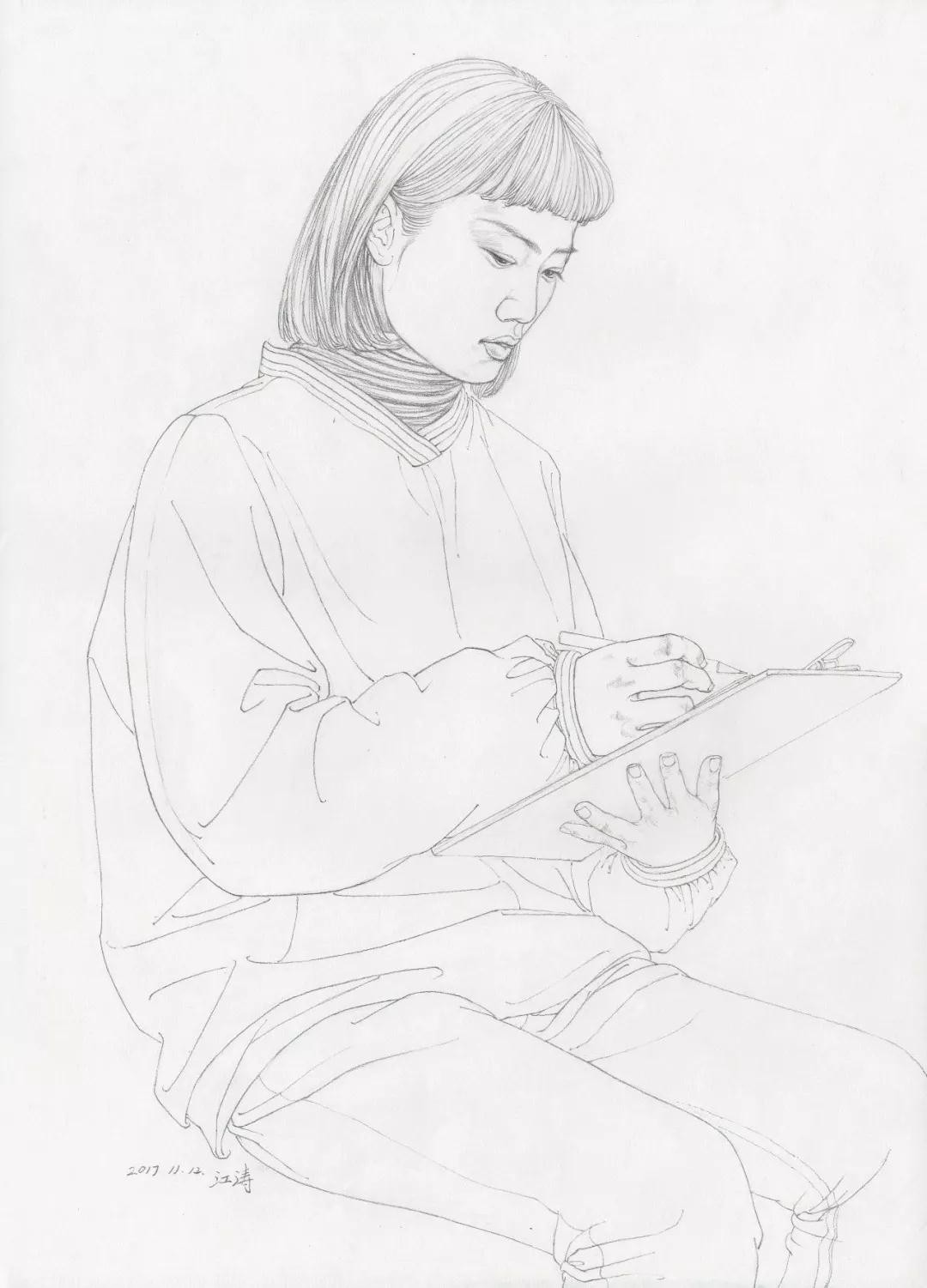 李江涛线描画作欣赏