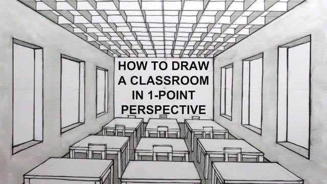 精彩手绘教你如何一点透视手绘一间教室67