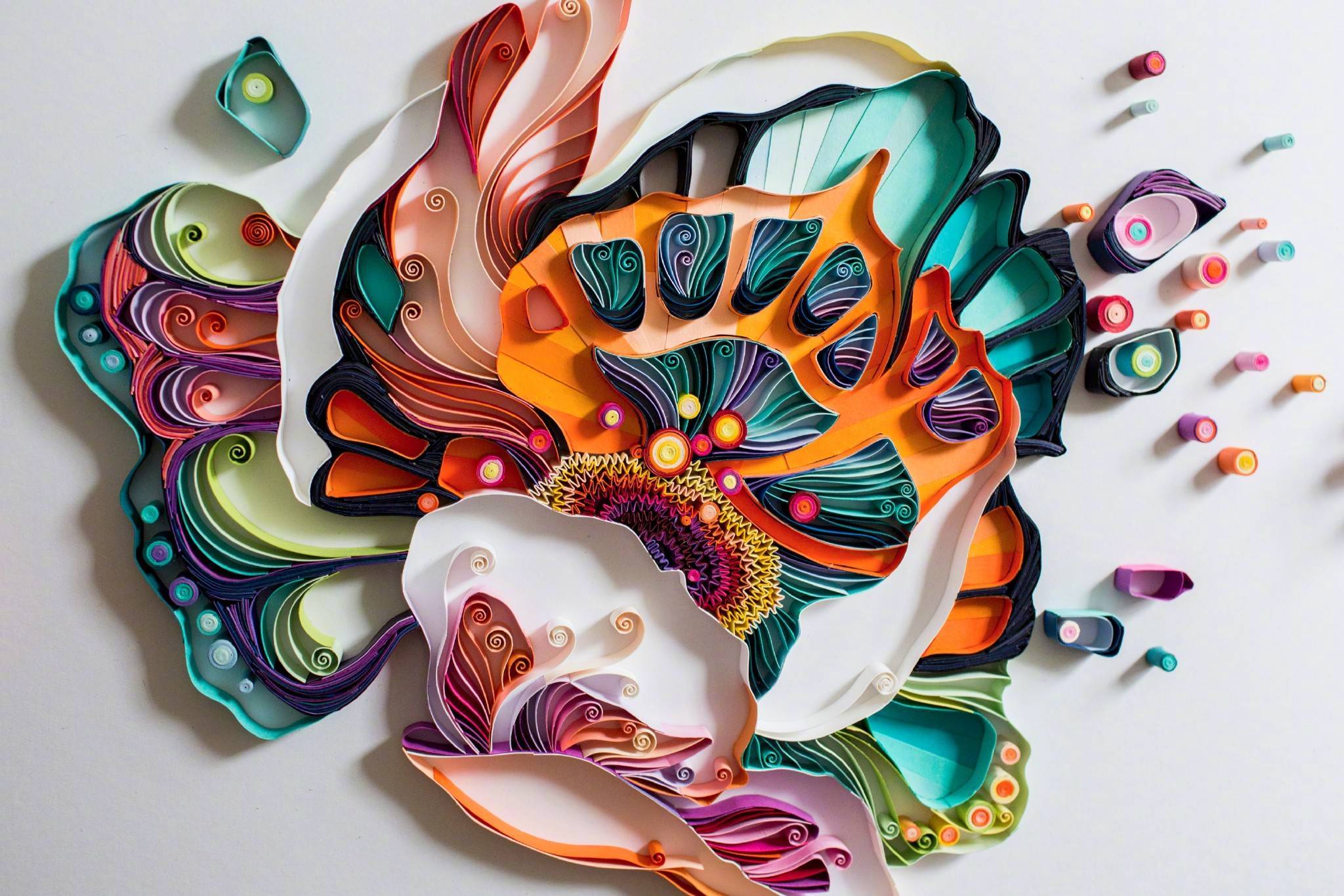 俄罗斯艺术家yulia brodskaya的卷纸技巧相当纯熟