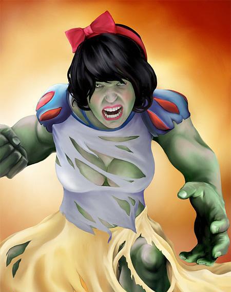 迪士尼公主组建女版"复仇者联盟",白雪公主变身绿巨人!