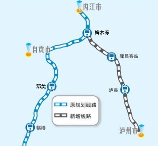 再经大安,自贡市区沿滩区,富顺县进入泸州境内,线路南行经泸县止于