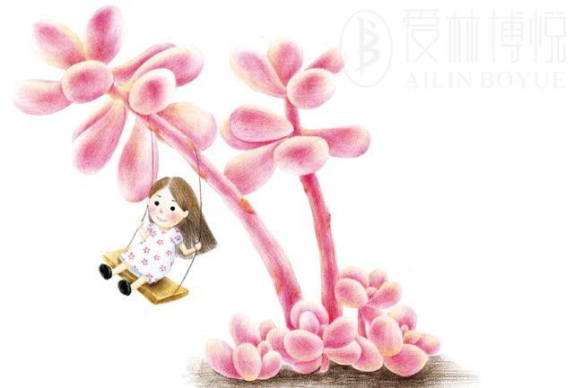 彩铅绘制美少女和多肉结合的唯美插画,将是一种什么样的效果?