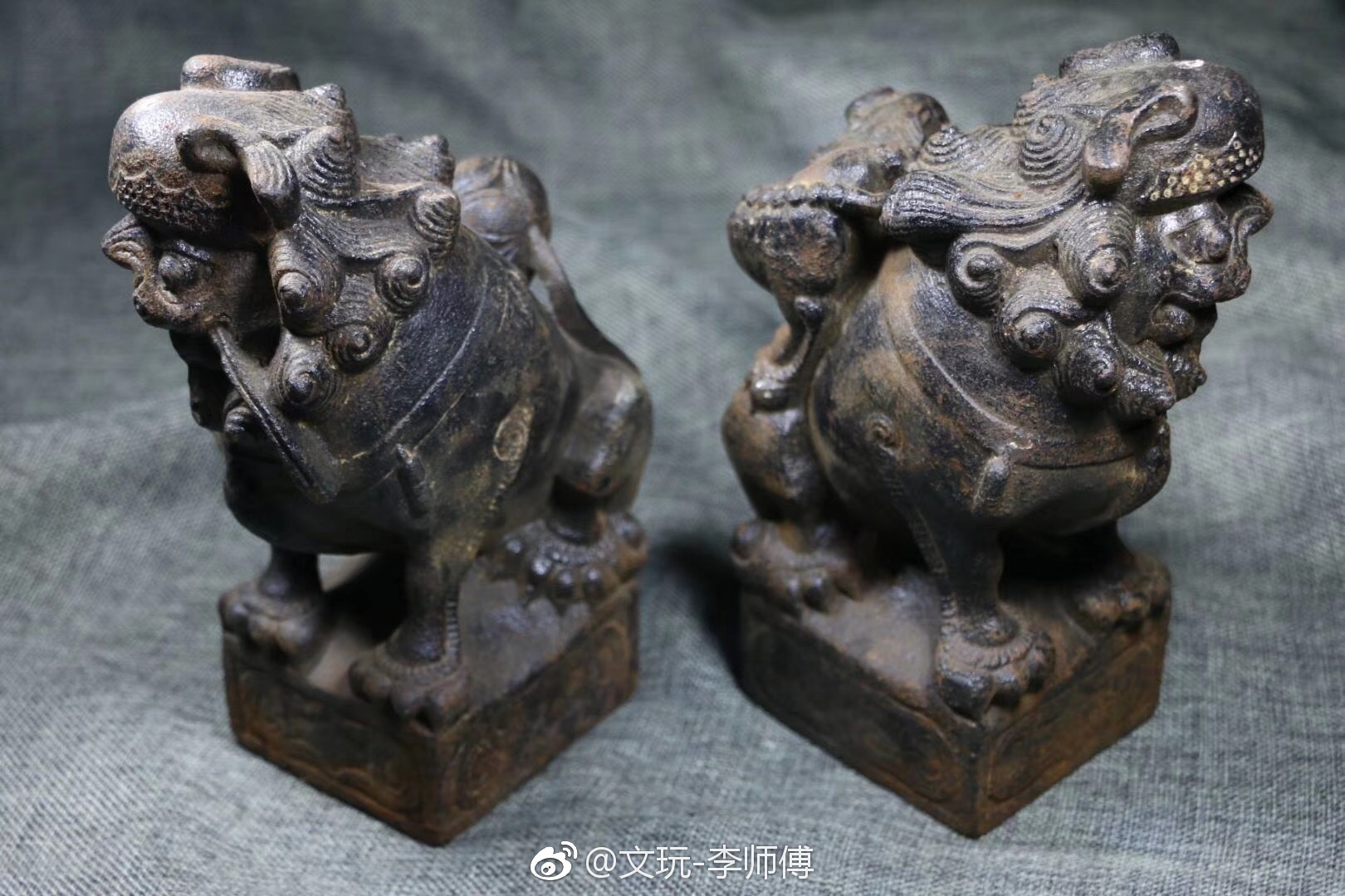 清代铁狮子一对